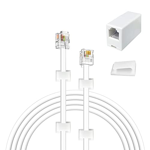 Јолистичкиот телефонски кабел од 16 стапки вклучува 1 во линија спојници и 10 кабелски клипови, бели