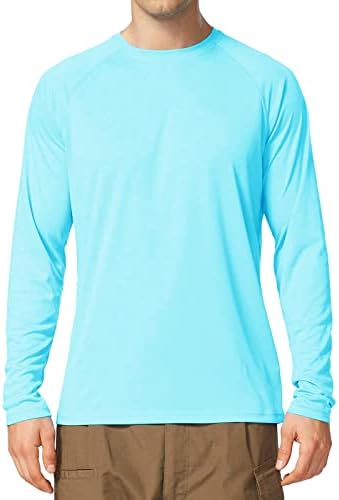 Машки кошули со долги ракави UPF 50+ UV со лесни кошули за заштита од сонце за атлетско трчање риболов пешачење
