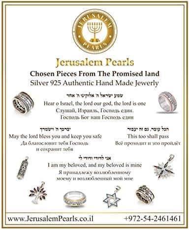 Стерлинг сребро 925 Мезуза и Шма Израел молитвен скролувач со симбол на пресаден во месијански шарм Judaica Израел уметнички подарок