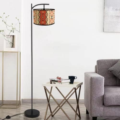 Данџои бамбус ламба ламба, модерна подна ламба со 3 сијалица во боја, ратан стоечки ламби со бамбус абажур за дневна соба, спална