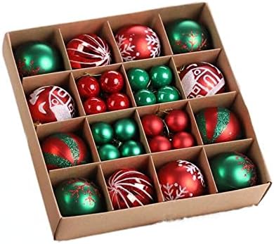 Божиќна топка 3см и 6 см хартиена кутија 44 парчиња топка за декорација топка во форма на топка во боја на топката за цртање декорации приврзоци