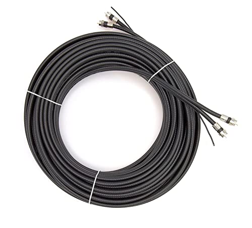 75 стапки, црна - двојна коаксијална кабел RG6 со 18 AWG бакарна жица - RG6 сијамски кабел - 75 ft Twin Coax Cable - Употреба со сателит, кабелска телевизија и HD антени - 75 стапала, црна