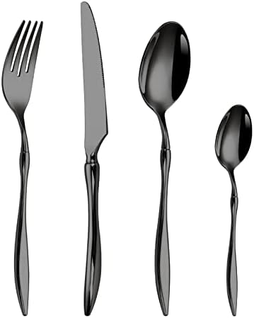 4 парчиња не'рѓосувачки челик Западен прибор за јадење Елегантен сад за вечера Златен прибор за јадење црна нож лажица вилушка