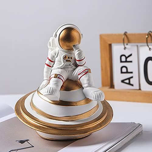 Yfqhdd модерен домашен декор мини таблет украс астронаут роденденски подарок детски статуа вселенски скулптури бела канцеларија