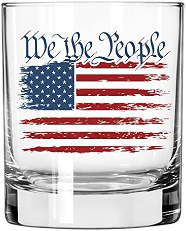 Среќен Шут - Ние Луѓето Американско Знаме Виски Стакло | Уставот На Сад | Америка Сад Патриотски Вино Стакло Подарок | Меморијалниот Ден Подарок