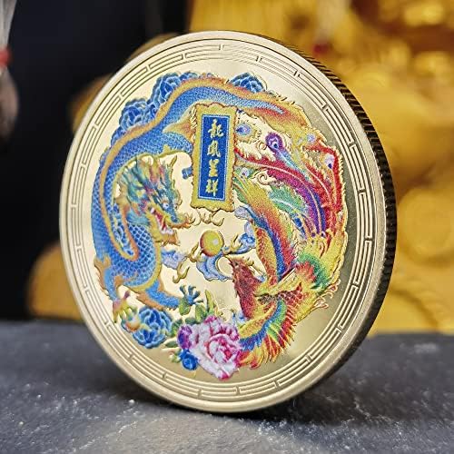 Шарени Кинески Змеј И Феникс Среќа Монета За Лотарија Билет Гребење-Привлече Среќа-Кинески Среќа Предизвик Монета