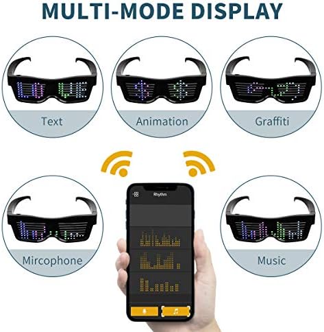 АКАЛЕФ Прилагодливи LED Очила За Осветлување Со Bluetooth За Забави, Фестивали, Трепкачки Дисплеј DIY Текстуални Пораки, Анимација, Контрола