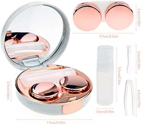 BllRemipsur 2 пакет Комплет за контактни леќи, комплет за леќи од розово злато и сребро, патување, контејнери за контактни леќи со