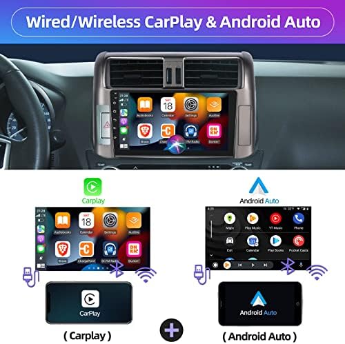 [2+32GB] Android 11 Автомобил Радио За Toyota Prado 2010 2011 2012 2013, 9 инчен Екран На Допир Стерео, Apple Carplay&засилувач; Android Auto/1080p/Hi-Fi