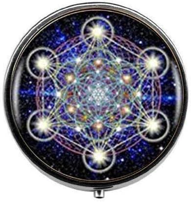 Свето геометрија лого цветање вртења фибонаци накит - кутија за пилули за уметност - кутија за пилули за шарм - кутија за стакло бонбони