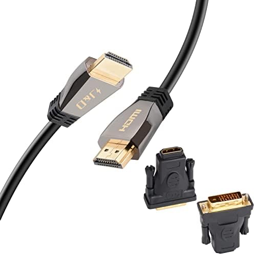 J&D DVI до HDMI адаптер и HDMI 2.1 кабелски пакет, 2 парчиња злато позлатен DVI машки до HDMI Adapterенски конвертор на конверторот,