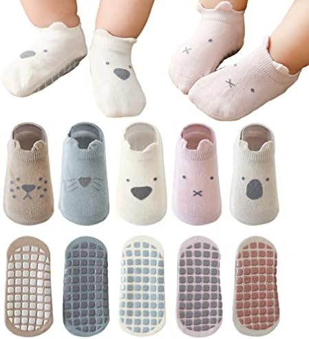 Адеимо бебе девојчиња кои не се лизгаат чорапи, дете чешлаа памучни чорапи Бебе новородени цртани чорапи против екипажот на екипажот за новороденчиња