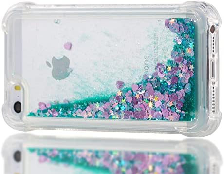 Телефонски куќиште на капакот Сјај Сјај Компатибилен со iPhone 5/5S кутија компатибилен со жени девојки girly sparkle течен луксуз лебдечки побрзи и транспарентни меки TPU Тел