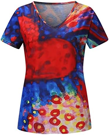 Тинејџерски девојки блуза 2023 Краток ракав против памучен графички графички графички Loveубов, боја шарена преголема кошула за