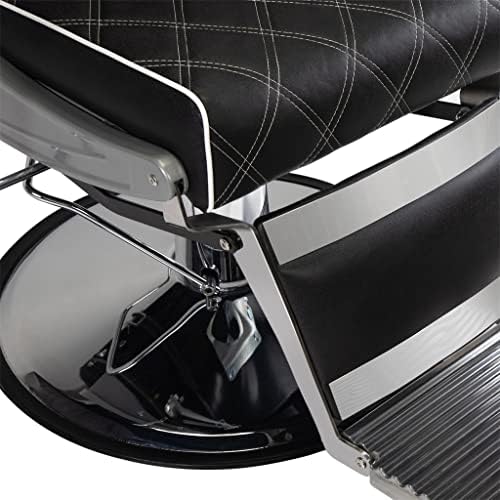Llryn lining barber стол хидрауличен салон стол со дијамантска шема - црно+сребро