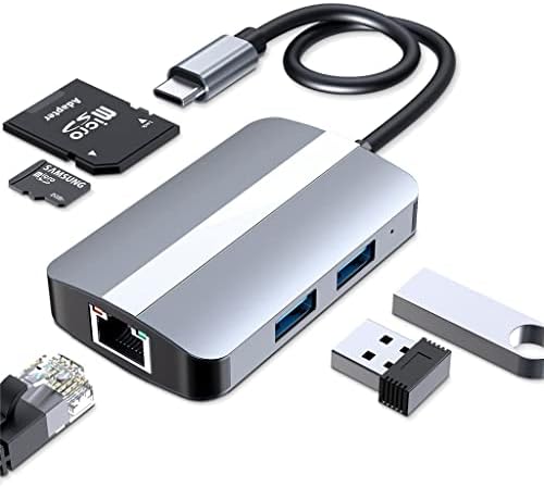 CXDTBH USB C Hub Адаптер 5 Во 1 Usb3. 0 Центар Тип-C ДО RJ45 Мрежна Картичка Сплитер СО 100mb/S Порт ТФ СД