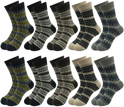 Lxxsh 10 парови/многу волна чорапи мажи екипаж обична зимска топла кашмир удобно чорап машки подарок за сопругот татко