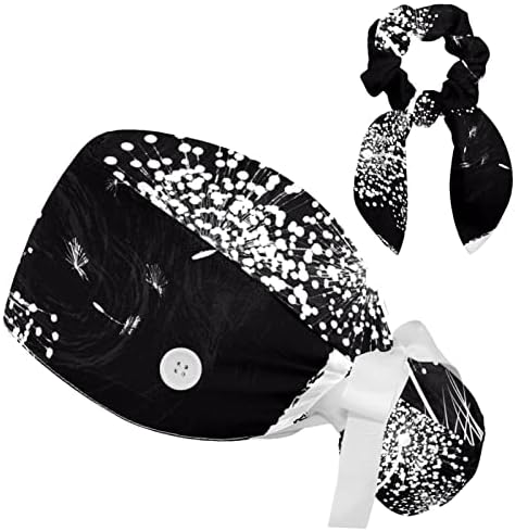 Прилагодлива црно -бела глуварче позадина Буфантна капа со копчиња за чистење капа