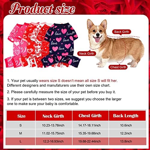 6 пакуваат в Valentубени кучиња пижами срцеви модели на кучиња облеки за кучиња за кучиња за мали средни кутре кучиња мачка