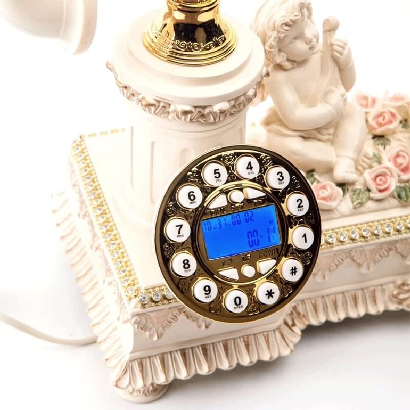 ZLXDP Антички фиксна телефонска фиксна гроздобер фиксиран телефон со фиксна корпа за копидон европски ритам за лична карта за лична карта за домашни