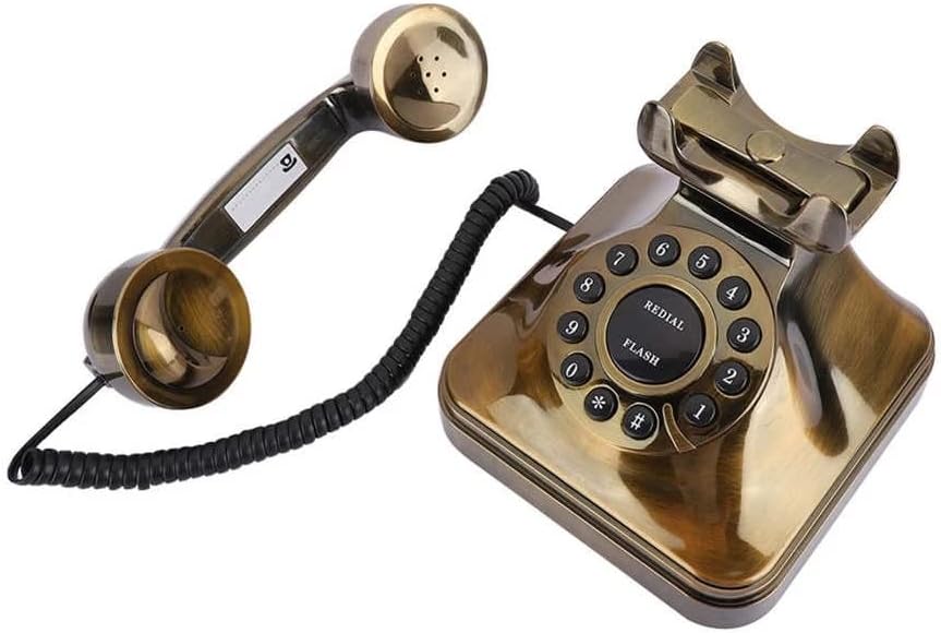 N/A Retro Antique Telephone Vintage Bronze Fixed Dial Classic Cornder Fandline The Fandline Fandhine за хотел за домашни канцеларии