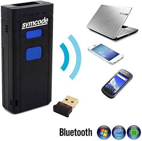 Bluetooth безжичен скенер за баркодови, SymCode USB Mini Protable Handheld CCD BarCode Scanner Bluetooth читач за POS/Android/iOS/iMac/iPad