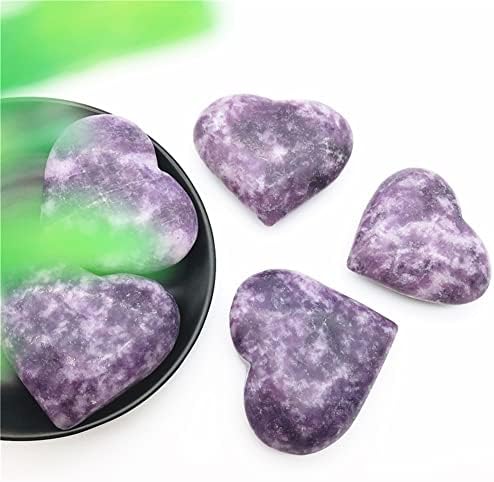 ESBANT 1 пакет природен лепидолит виолетова мика кварц кристал полирана срцева камења погодни за домаќинство за украсување мебел