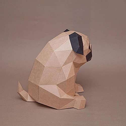 WLL-DP Creative 3D Sculpture Sculpture Pug изглед DIY хартија модел играчка фотографија со фото реквизити геометриски домашни декорации хартија