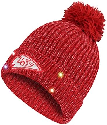 Foco Women'sенски НФЛ тим лого дами светне череп зимско плетено капаче за бенеи капа