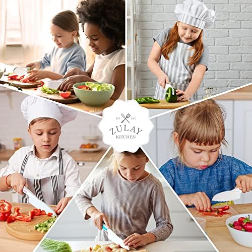 Зулај детски нож поставен за готвење и сечење овошје, зеленчук и торта - Совршен почетник нож поставен за мали раце во кујната - 3 -парчен најлон