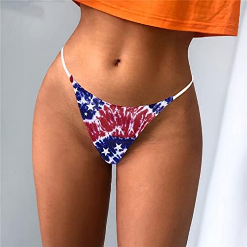 Секси долна облека за жените во САД 4-ти јули Беспрекорни g-жици патриотски starsвезди печати без шоу мека гаќичка за дами