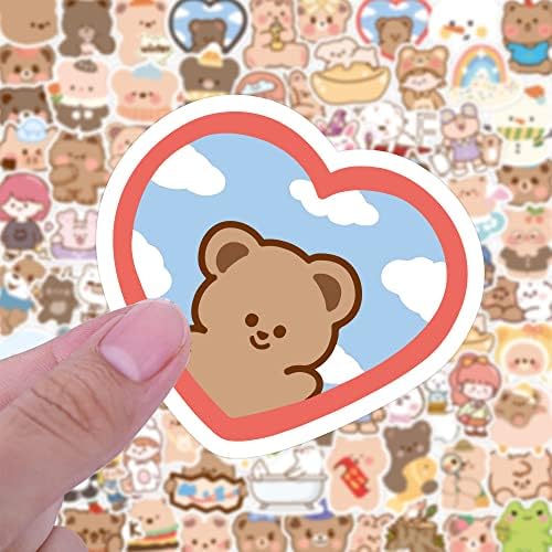 100 парчиња налепници за мечки Kawaii слатки налепници за водоотпорни животни на корејски мечки налепници Каваи, хартии