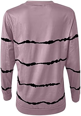 Женски ленти за тунични врвови мода со долги ракави маица лабава обични маички кошули пуловер блуза врвови дуксер