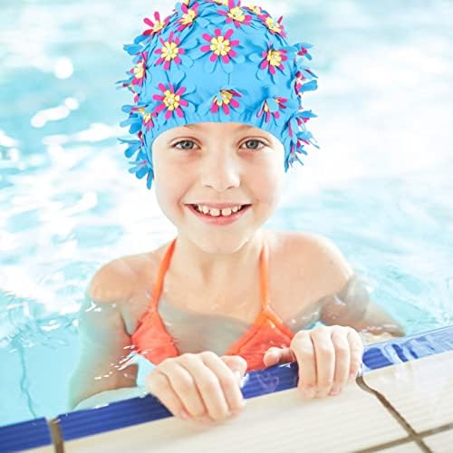 Inoomp пливање капа цветна ливчиња за пливање, ретро капачиња за капење, капење базени капачиња за жени кратка коса