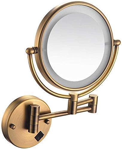 Заах Ѕид Монтирани Огледало, USB Полнење Шминка Огледало 1x/3x Зголемување Златен Месинг 8 Инчен Countertop Суета Огледала