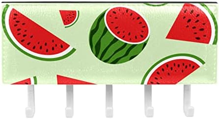 Летен овошје лубеница црвена зелена клуч држач за wallидни декоративни, организатор со 5 закачалки за куки за влез, бања, кујна,