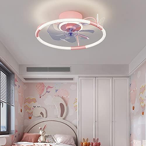 Вентилатори на таванот на Cutyz со ламби, детски тавански вентилатор со лесен и далечински управувач неми 3 брзини во спална соба предводена