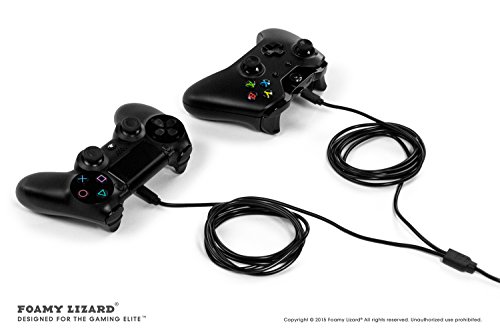 11.5ft Сплит Дополнителен долг хиро-брзина микро USB 2.0 за полнење кабел од Foamy Lizard ® PlayStation 4 Dual Shock, Xbox One + компатибилни