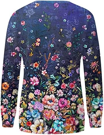 Oplxuo џемпери за жени со долг ракав екипаж геометриски графички кошули врвови лесни џемпери на пуловер, обични блузи