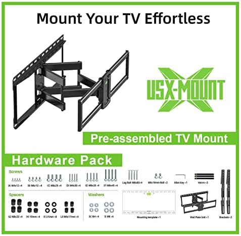 USX монтирање на ТВ со целосна движење ТВ за 37-90 инчни телевизори пред-собрани и монтирање на целосна движење за 42-80 инчи