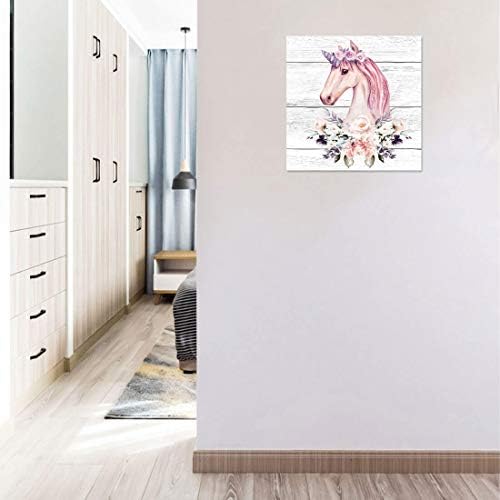 Розова мала unichидна уметност со еднорог за девојки спална соба печати бања слики модерна домашна расадник wallид декор платно врамена