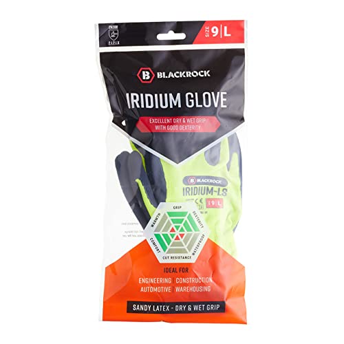 BlackRock Iridium -LS Работни ракавици песочни латекс дланка обложени за одличен влажен и сув зафат и ракување - големина 10/xl