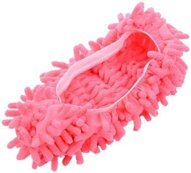 4 пара влечки од четка, капаци за чевли што се перат за еднократно, чорапи со микрофибер, мрзливи капаци за чевли за чистење за чистење на подови, розова