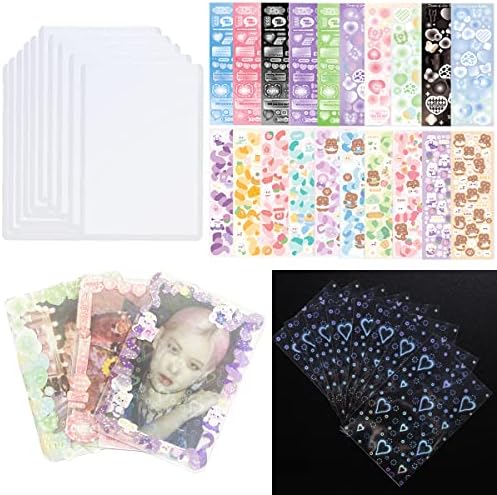 10 парчиња држач за фото -картички KPOP Топлод, 50 ракави за холографски картички за заштитни картички за заштита на картички