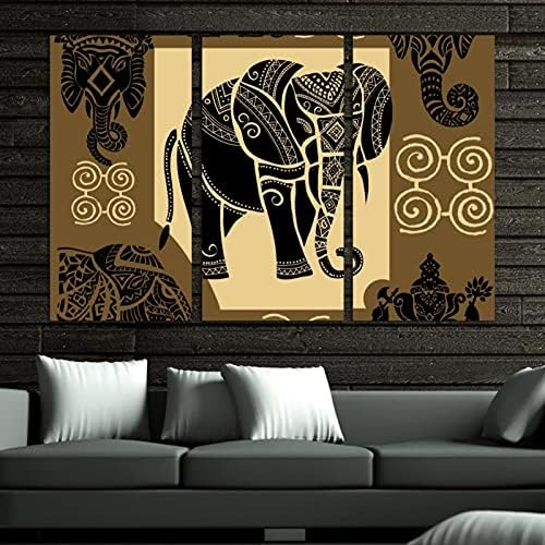 Wallидна уметност за дневна соба, маслено сликарство на платно големи врамени африкански животни слонови уметнички дела за декор за домашна