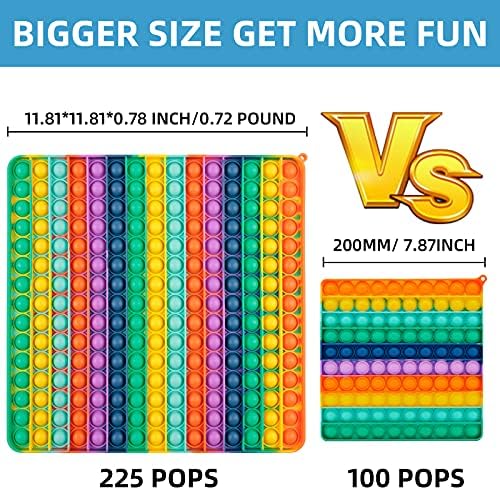 Играчки со голема големина Поп фидгет, 225 меурчиња џамбо гигант огромна поп сензорна играчка, стрес -играч силиконски попер играчка