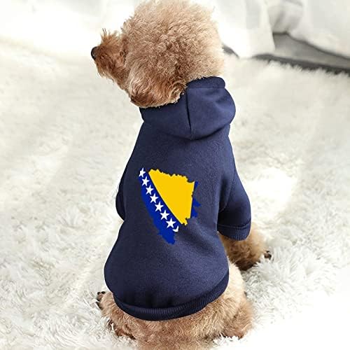 Босанска мапа знаме кучиња качулка пуловер, џемпер облека за миленичиња, облечени облеки на облеки за кучиња и мачки