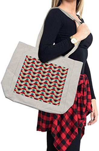 Амбесон гроздобер торба за купување, ретро геометриски модерен дизајн со кругови и кругови уметност, еко-пријателска торба