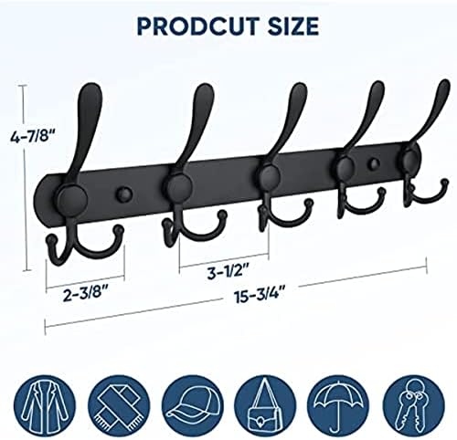 Решетка За Палто Монтирана на ѕид, Пет Тешки Три Куки За Целата Метална Конструкција За Капут Од Јакна во Влезот На Калта