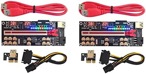 Etzin Riser картичка Ver018 Pro, PCI-E Riser картичка PCI-E 1x до 16x USB3.0 60cm графичка кремачка картичка со 12 цврсти кондензатори за рударство